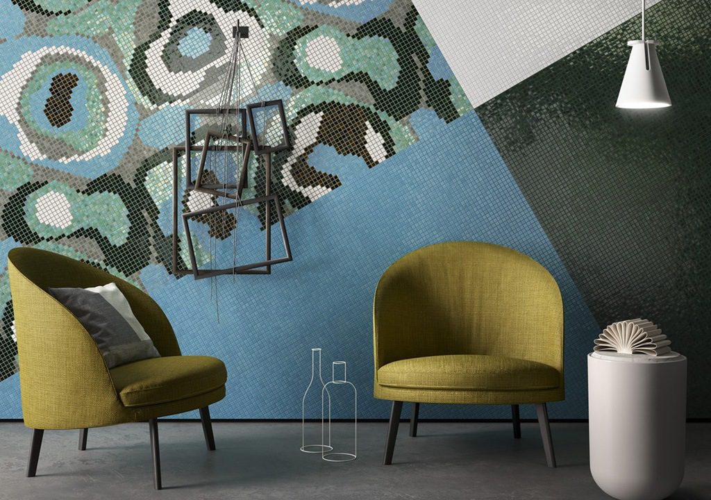 Two green chairs in modern interior.