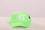 Neon green cap with white embroidered logo.