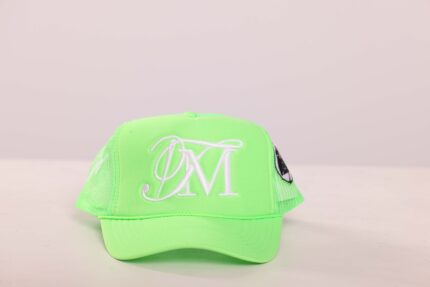 Neon green cap with white embroidered logo.